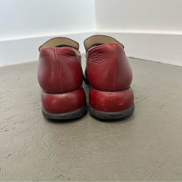John Fluevog Dark Red Leather Chunky Block Heel Loafer Size 8 - Picture 8 of 11